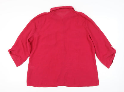 Womens UK Size 22 Marks and Spencer Pink Basic Button-Up