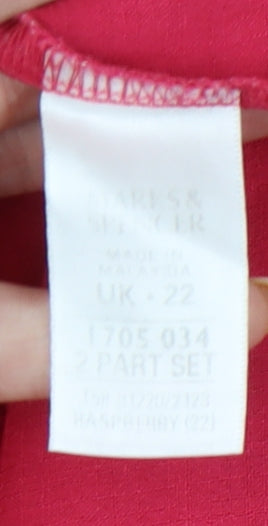 Womens UK Size 22 Marks and Spencer Pink Basic Button-Up