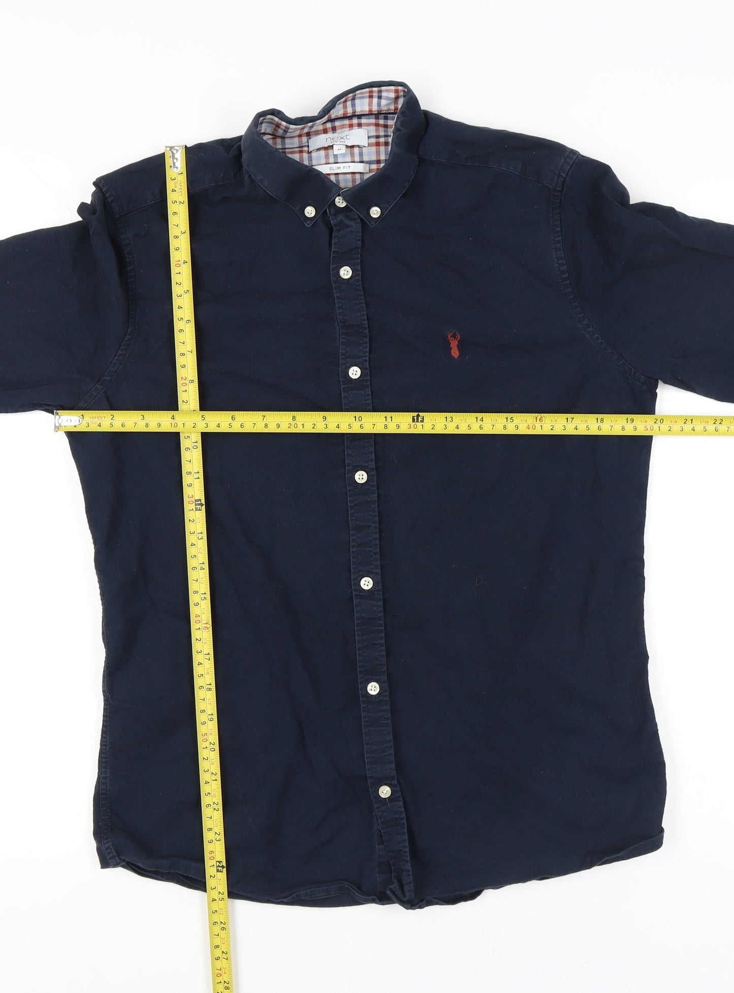 Next Mens Blue Slim Fit Button-Down Shirt Size M 39"-41" Long Sleeve