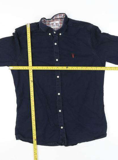 Next Mens Blue Slim Fit Button-Down Shirt Size M 39"-41" Long Sleeve