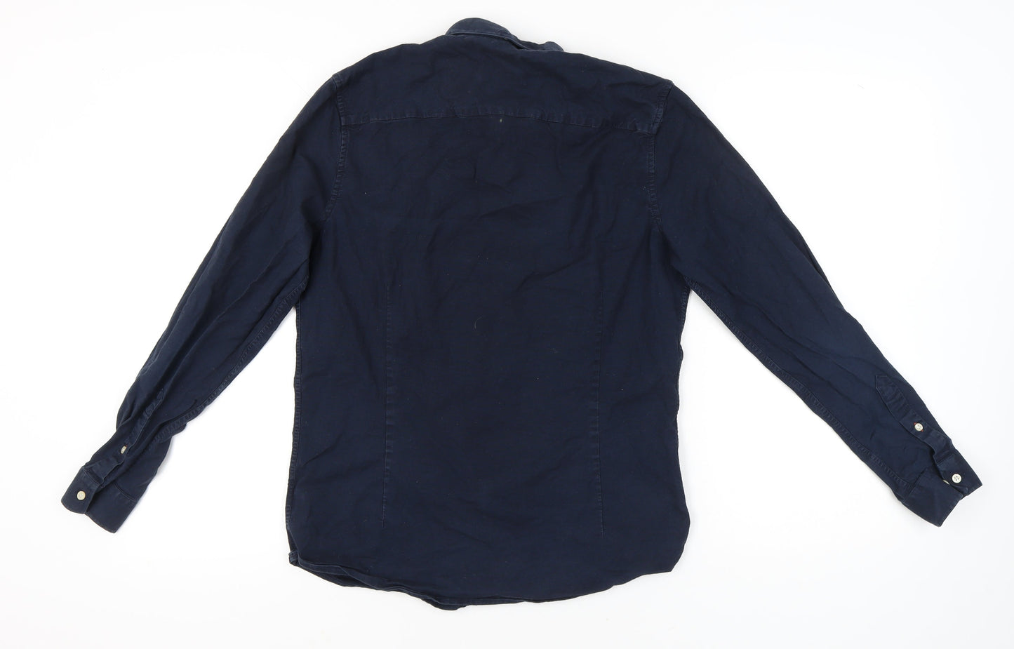 Next Mens Blue Slim Fit Button-Down Shirt Size M 39"-41" Long Sleeve