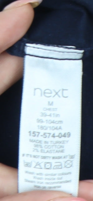 Next Mens Blue Slim Fit Button-Down Shirt Size M 39"-41" Long Sleeve