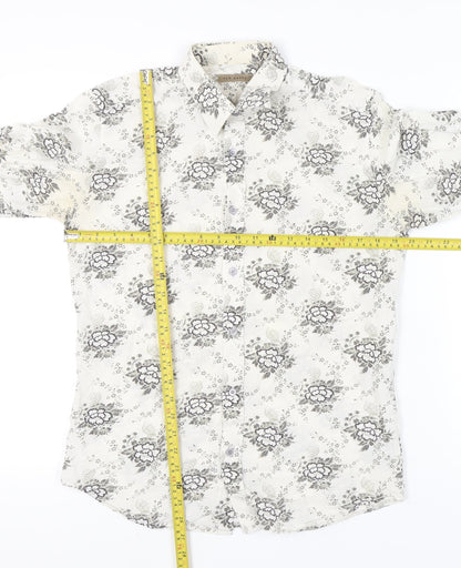 Ted Baker Men’s White Floral Shirt Size M Long Sleeve Button-Up