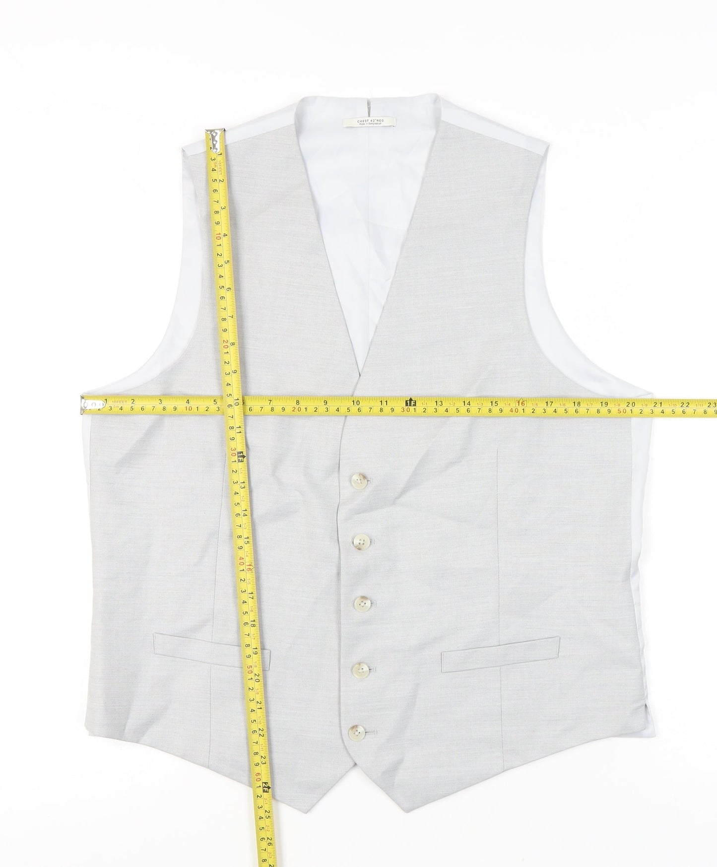 Mens UK Size 42 Marks and Spencer Regular Grey Suit Waistcoat