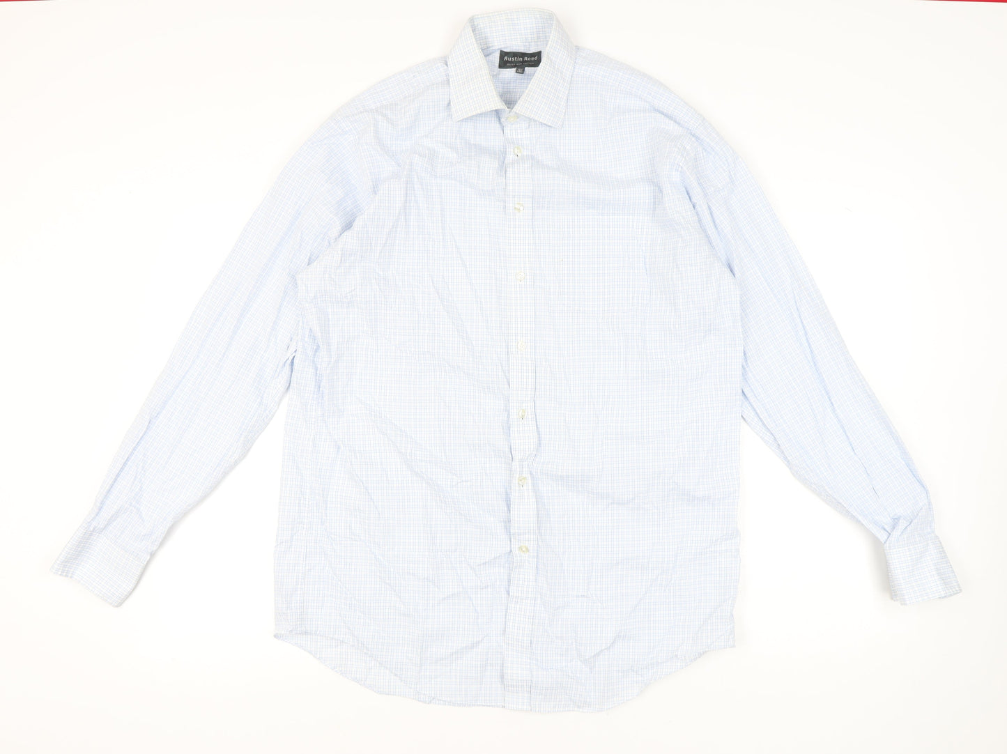 Austin Reed Men’s Blue Check Cotton Button-Up Shirt 16.5 42in