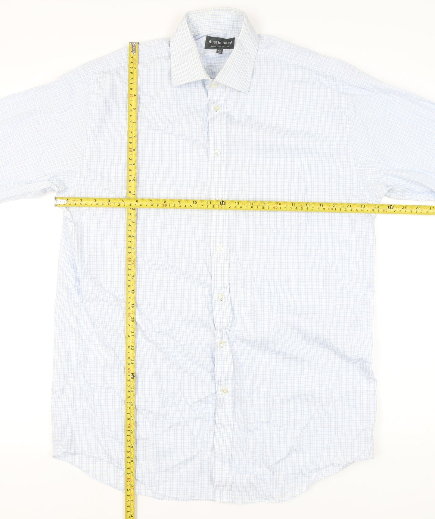 Austin Reed Men’s Blue Check Cotton Button-Up Shirt 16.5 42in