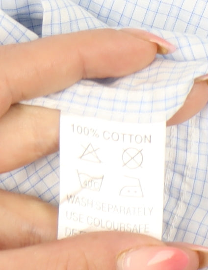 Austin Reed Men’s Blue Check Cotton Button-Up Shirt 16.5 42in