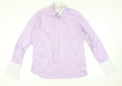 Ted Baker Men’s Purple Classic Fit Long Sleeve Cotton Dress Shirt 17 L