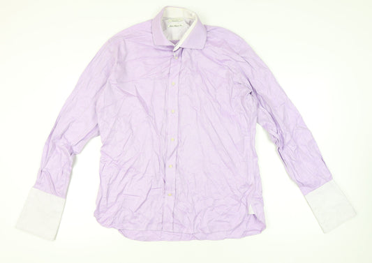 Ted Baker Men’s Purple Classic Fit Long Sleeve Cotton Dress Shirt 17 L