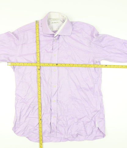 Ted Baker Men’s Purple Classic Fit Long Sleeve Cotton Dress Shirt 17 L
