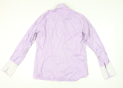 Ted Baker Men’s Purple Classic Fit Long Sleeve Cotton Dress Shirt 17 L
