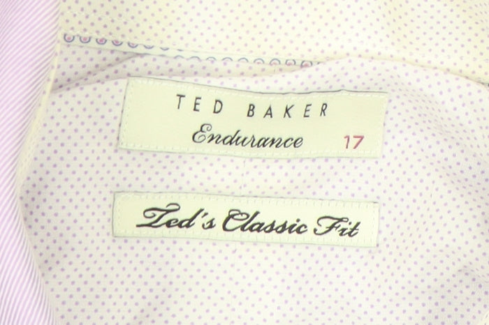 Ted Baker Men’s Purple Classic Fit Long Sleeve Cotton Dress Shirt 17 L