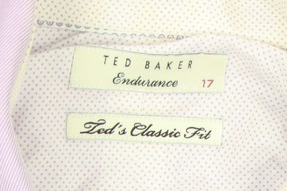 Ted Baker Men’s Purple Classic Fit Long Sleeve Cotton Dress Shirt 17 L