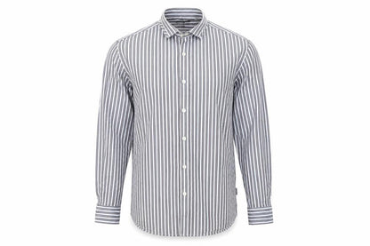 Peter Werth Men's Blue Striped Long Sleeve Cotton Shirt L