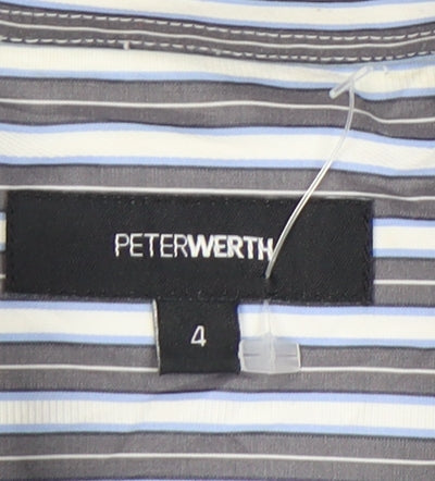 Peter Werth Men's Blue Striped Long Sleeve Cotton Shirt L