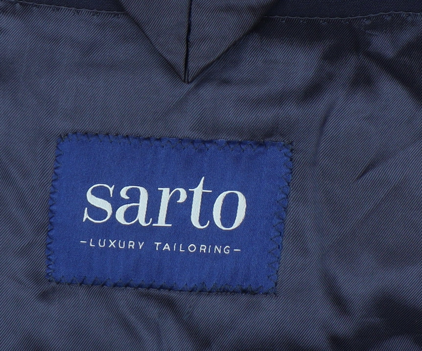 Sarto Mens Blue Wool Suit Jacket Medium Notch Lapel Two Button