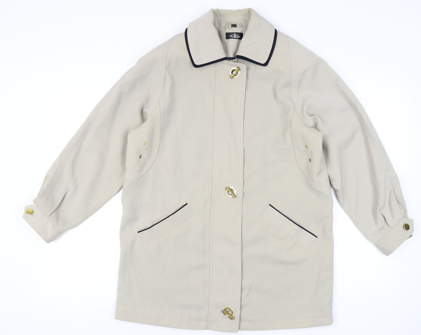 David Barry Womens Beige Mid-Length Overcoat UK14 Polyester