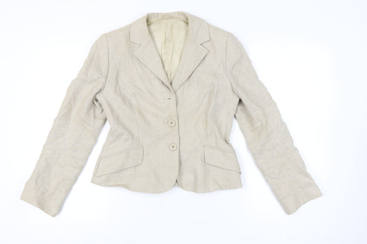 Hobbs Women’s Beige Linen Suit Jacket Size 12 Tailored Workwear