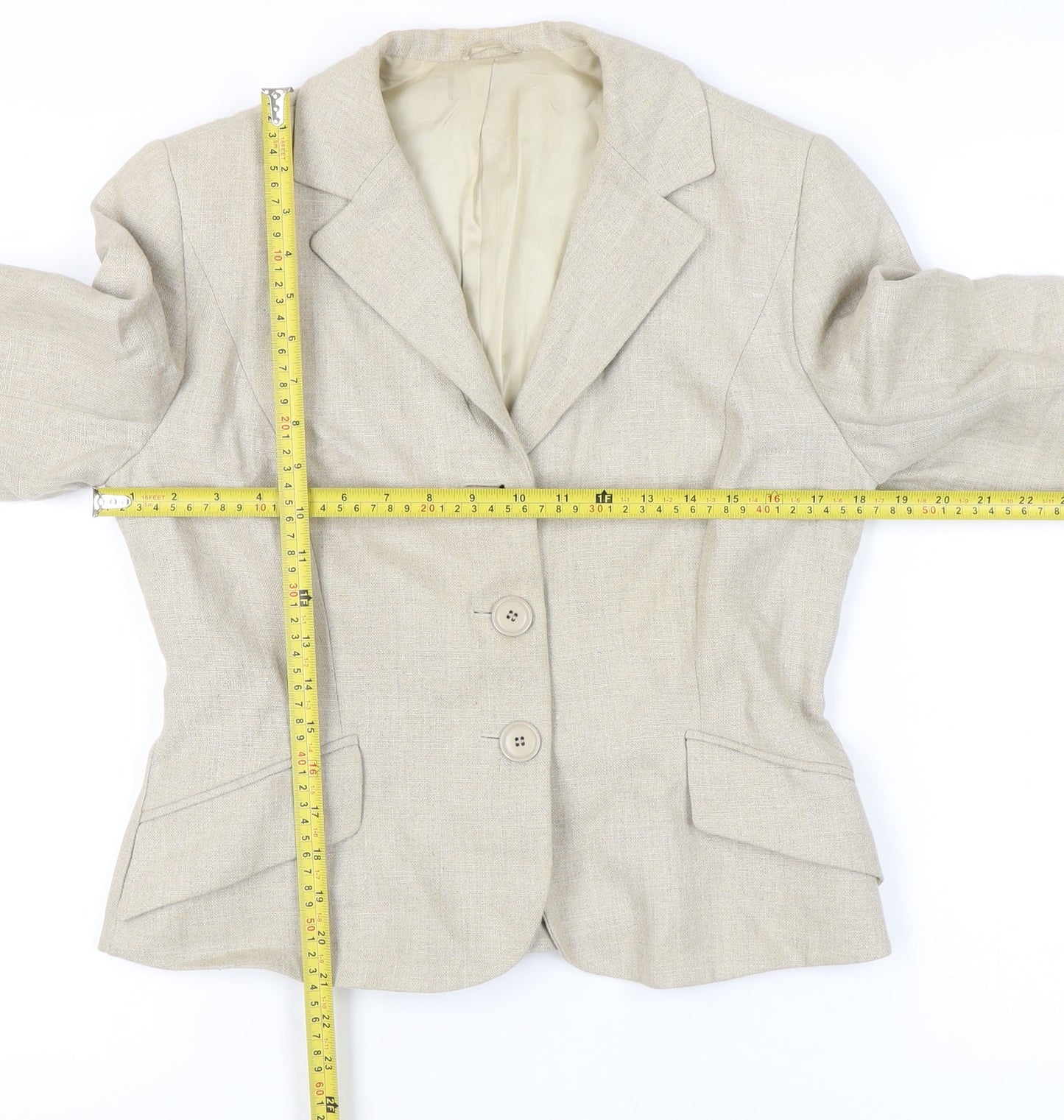 Hobbs Women’s Beige Linen Suit Jacket Size 12 Tailored Workwear
