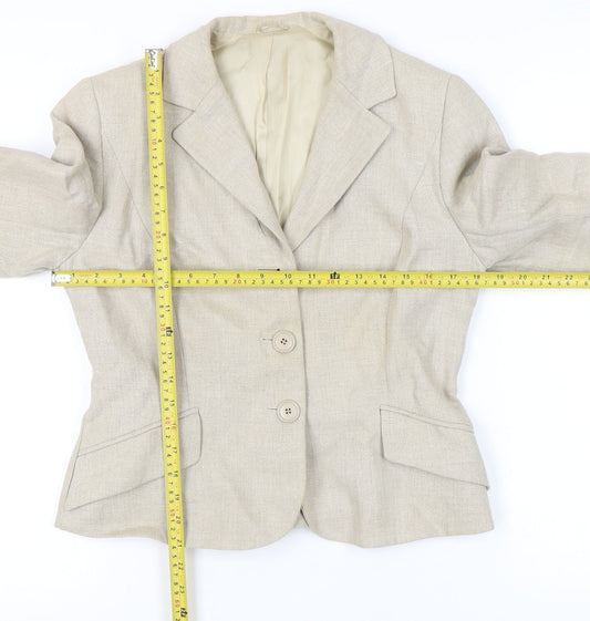 Hobbs Women’s Beige Linen Suit Jacket Size 12 Tailored Workwear