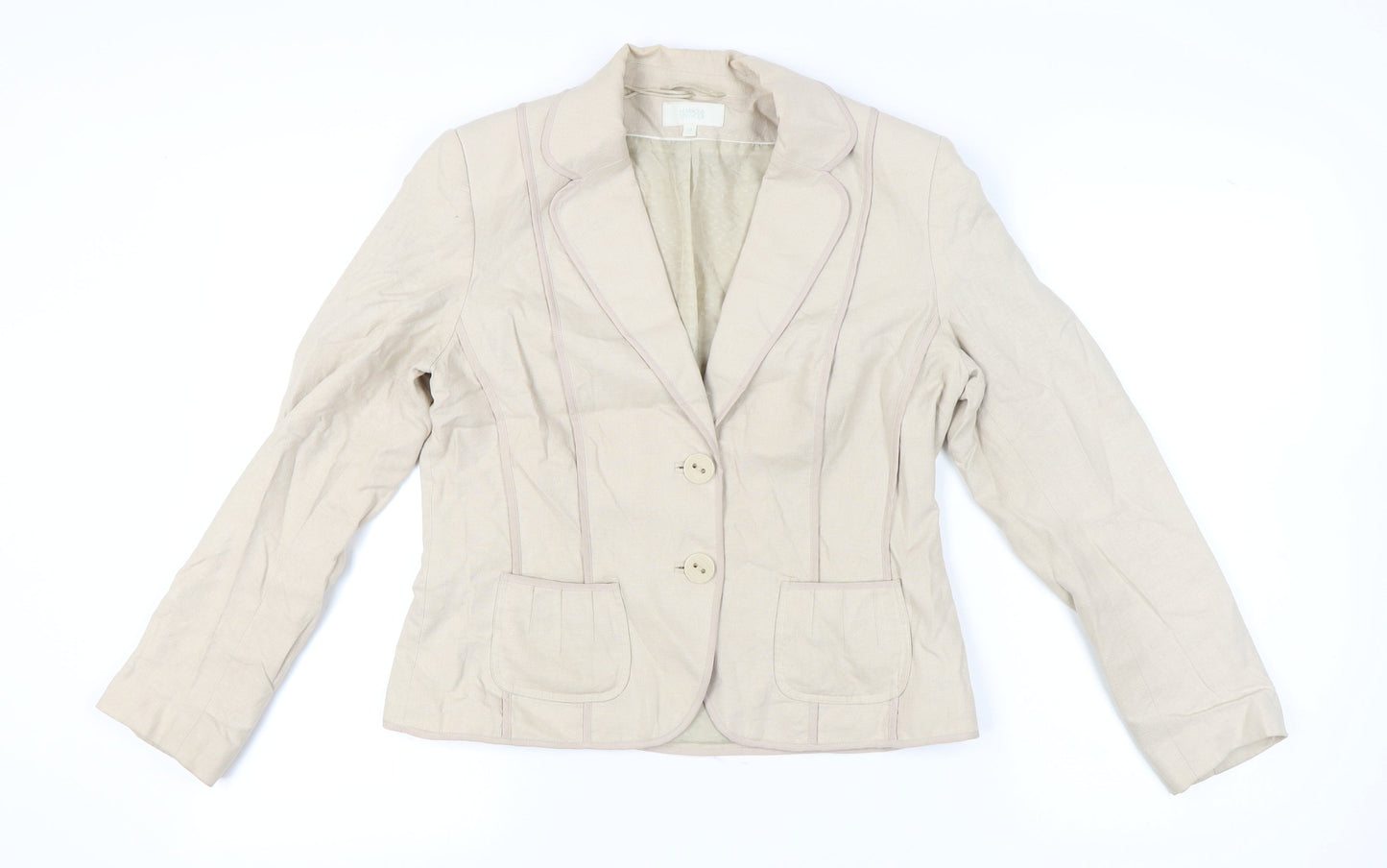 Marks and Spencer Women’s Beige Linen Blend Blazer UK 14 Regular Fit