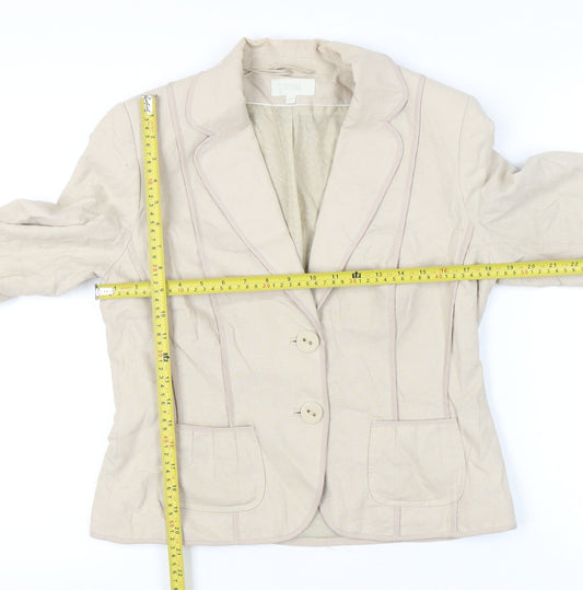 Marks and Spencer Women’s Beige Linen Blend Blazer UK 14 Regular Fit