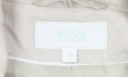 Marks and Spencer Women’s Beige Linen Blend Blazer UK 14 Regular Fit