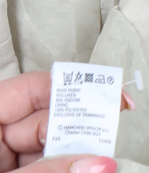 Marks and Spencer Women’s Beige Linen Blend Blazer UK 14 Regular Fit