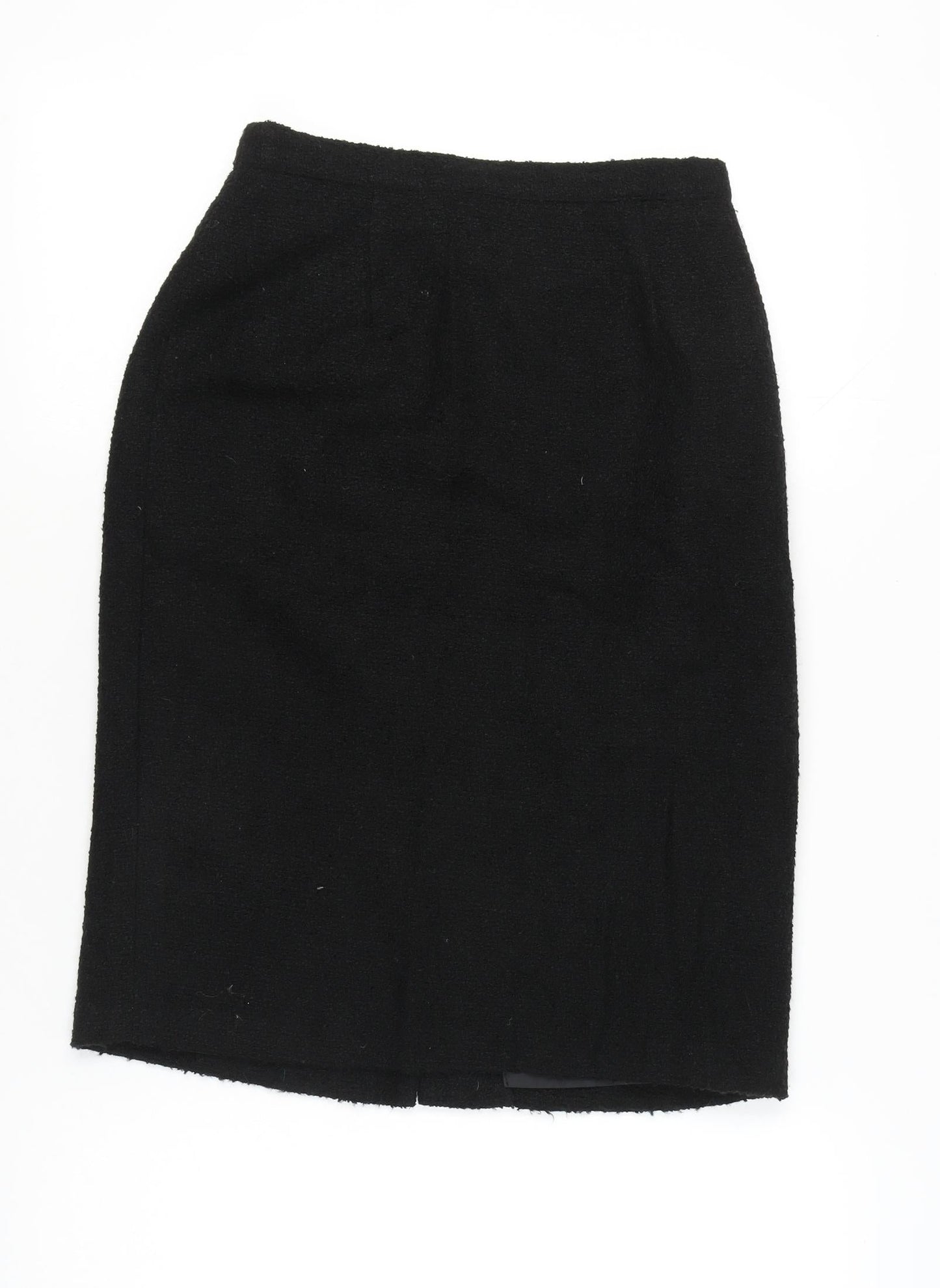 BHS Women’s Black Wool Blend Pencil Skirt Size 12 Knee Length