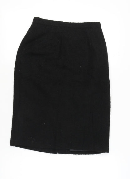 BHS Women’s Black Wool Blend Pencil Skirt Size 12 Knee Length