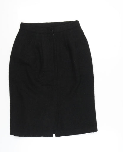 BHS Women’s Black Wool Blend Pencil Skirt Size 12 Knee Length