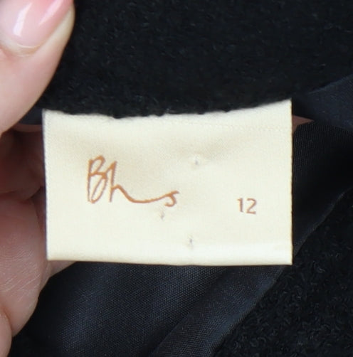 BHS Women’s Black Wool Blend Pencil Skirt Size 12 Knee Length