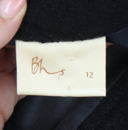 BHS Women’s Black Wool Blend Pencil Skirt Size 12 Knee Length