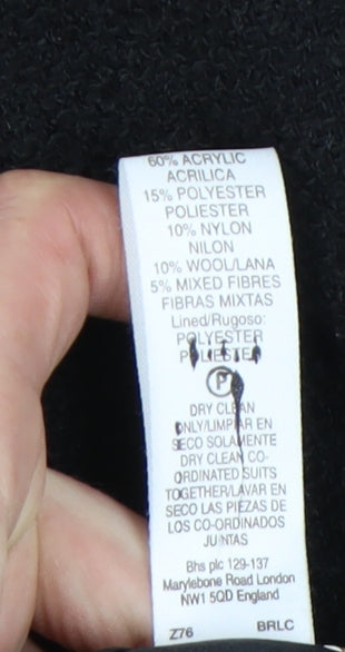 BHS Women’s Black Wool Blend Pencil Skirt Size 12 Knee Length