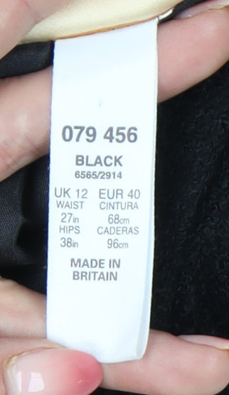 BHS Women’s Black Wool Blend Pencil Skirt Size 12 Knee Length