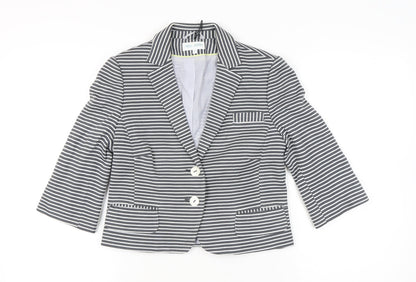 Marks and Spencer Women Grey Petite Size 12 Striped Suit Jacket