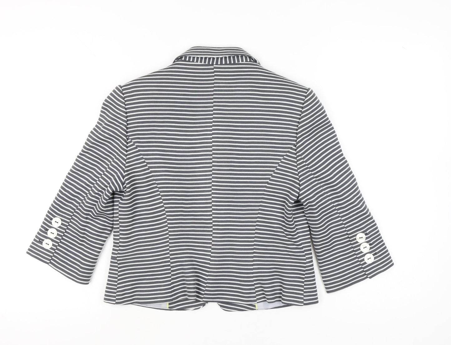 Marks and Spencer Women Grey Petite Size 12 Striped Suit Jacket