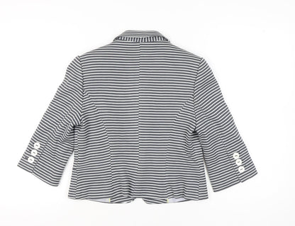 Marks and Spencer Women Grey Petite Size 12 Striped Suit Jacket