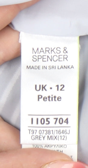 Marks and Spencer Women Grey Petite Size 12 Striped Suit Jacket