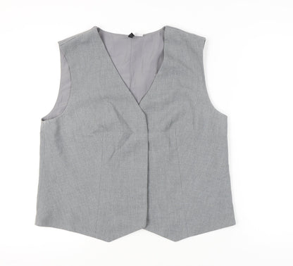 H&M Women Grey Suit Waistcoat L Regular Fit Sleeveless Formal