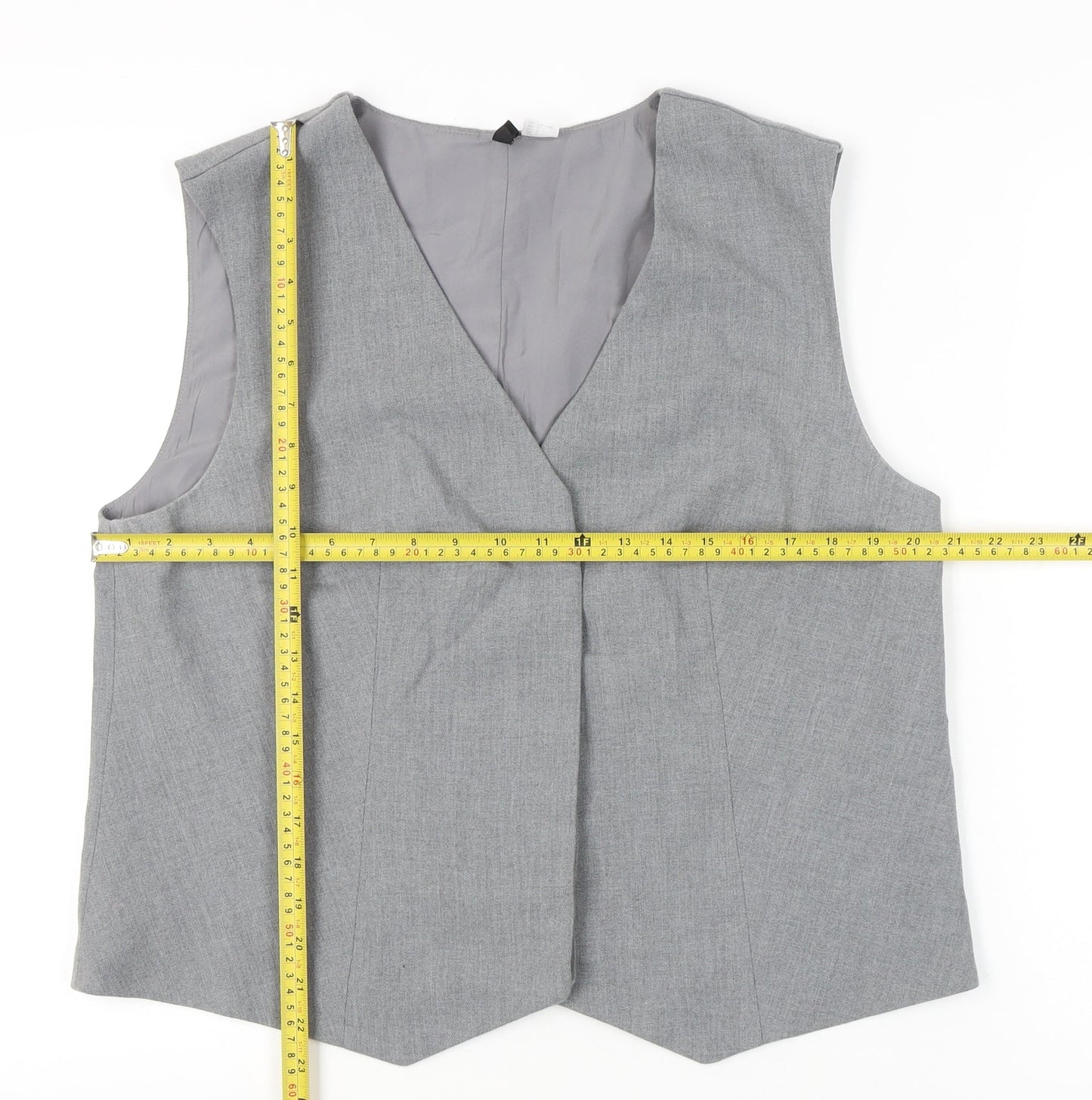 H&M Women Grey Suit Waistcoat L Regular Fit Sleeveless Formal