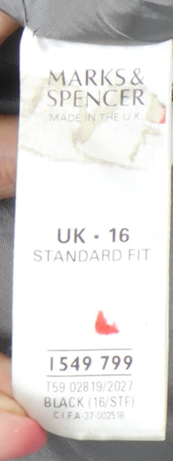 Marks and Spencer Womens Black Size 16 Classic Fit Single-Breasted Suit Jacket