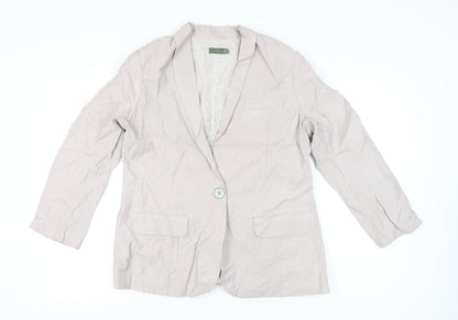 Mint Velvet Womens Beige Linen Blend Blazer Size 16 Single Breasted