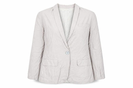 Mint Velvet Womens Beige Linen Blend Blazer Size 16 Single Breasted