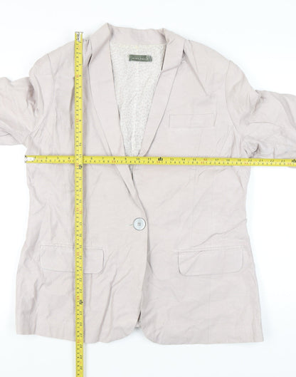 Mint Velvet Womens Beige Linen Blend Blazer Size 16 Single Breasted
