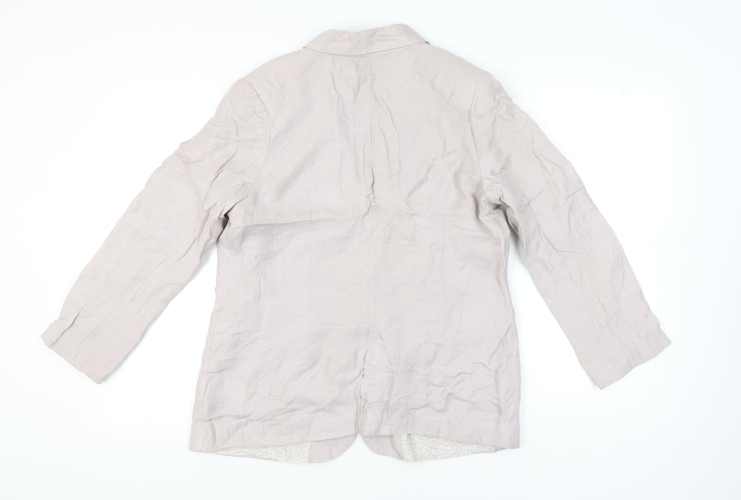 Mint Velvet Womens Beige Linen Blend Blazer Size 16 Single Breasted