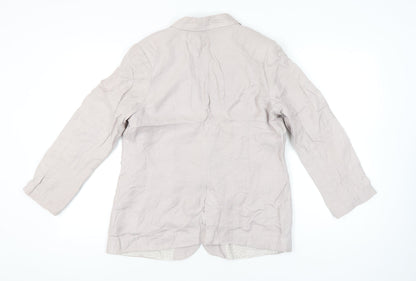 Mint Velvet Womens Beige Linen Blend Blazer Size 16 Single Breasted