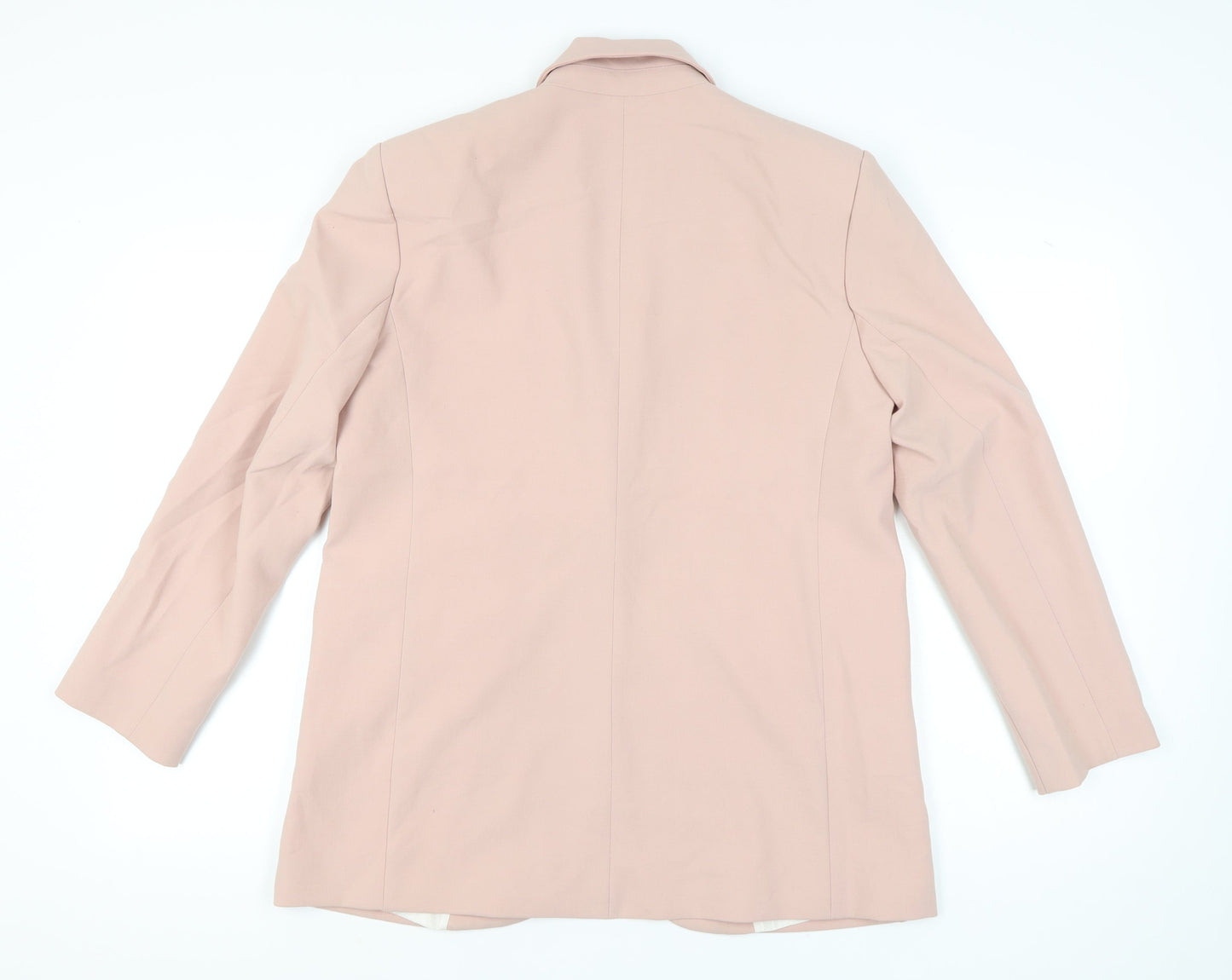 Zara Women Pink Blazer Jacket Size L Single Breasted Notch Lapel