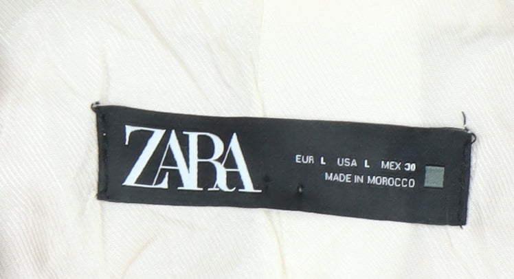 Zara Women Pink Blazer Jacket Size L Single Breasted Notch Lapel