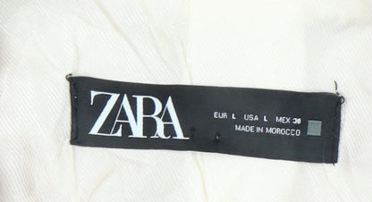 Zara Women Pink Blazer Jacket Size L Single Breasted Notch Lapel